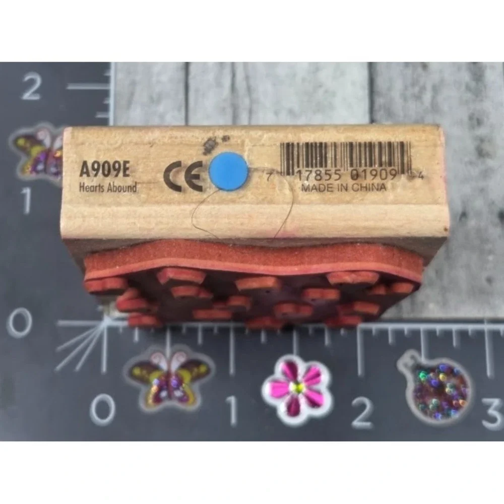 Rubber Stampede Hearts Abound Background A909E Rubber Stamp Wood #i18